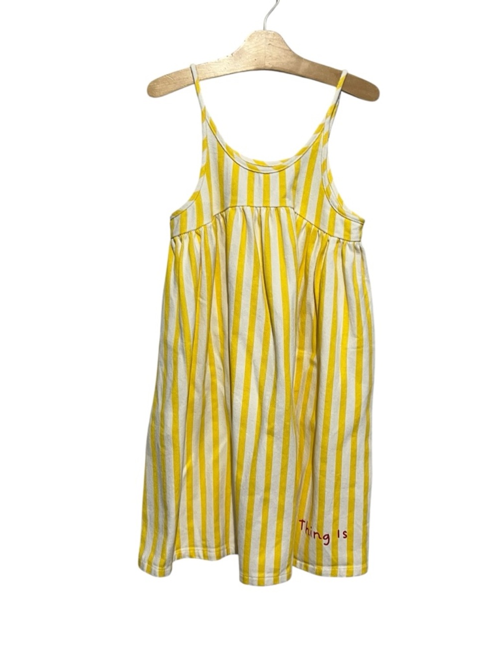 Phil And Phoebe Yellow & White Striped Denim Sleeveless Sundress Girls 9